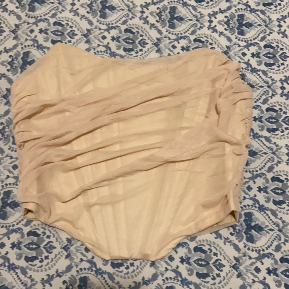 Gathered mesh crop corset